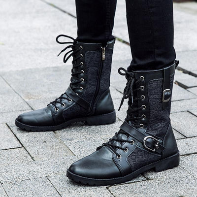 Ashford | Mikkel – Men’s Black Lace - Up Boots with Buckle Detail & Year - Round Durability - Ashford London Clothing