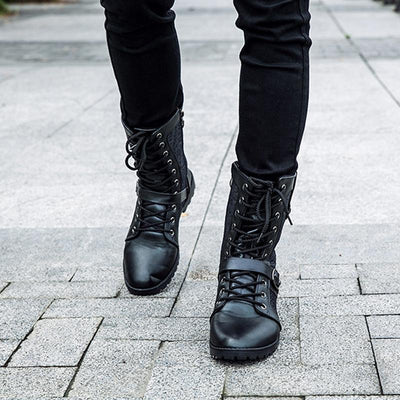Ashford | Mikkel – Men’s Black Lace - Up Boots with Buckle Detail & Year - Round Durability - Ashford London Clothing