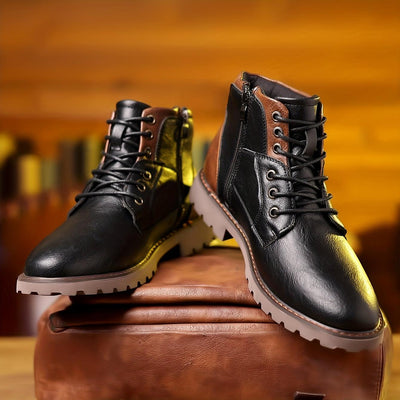 Ashford | Mikkel – Men’s PU Leather Zipper Dress Boots with Cushioned Insole - Ashford London Clothing