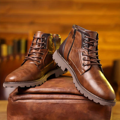 Ashford | Mikkel – Men’s PU Leather Zipper Dress Boots with Cushioned Insole - Ashford London Clothing