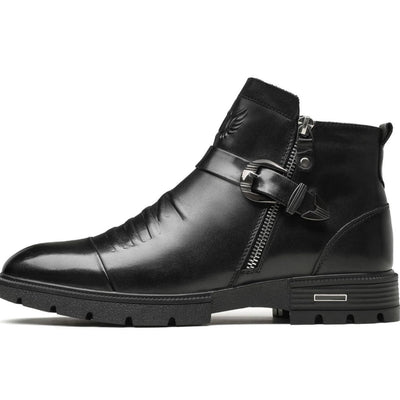 Ashford | Mikkel – Men’s Slip - On PU Leather Boots with Cushioned Insole and Classic Mid - Cut - Ashford London Clothing