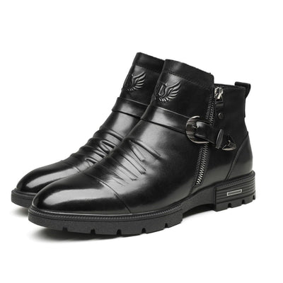 Ashford | Mikkel – Men’s Slip - On PU Leather Boots with Cushioned Insole and Classic Mid - Cut - Ashford London Clothing