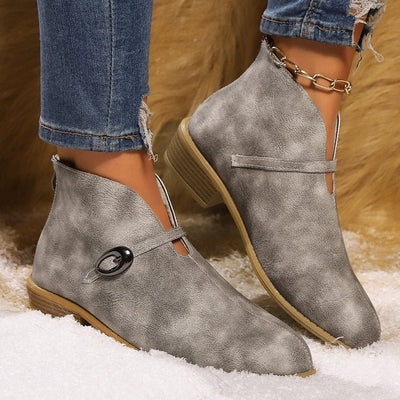 Ashford | Mireya – Women’s Suede - Look Ankle Boots with Buckle Strap & Pointed Toe - Ashford London Clothing