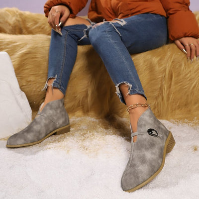 Ashford | Mireya – Women’s Suede - Look Ankle Boots with Buckle Strap & Pointed Toe - Ashford London Clothing