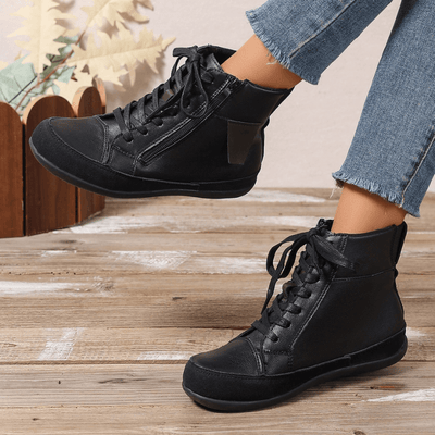 Ashford | Miriam – Women’s Leather Ankle Boots with Side Zipper & Round Toe - Ashford London Clothing