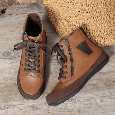 Ashford | Miriam – Women’s Leather Ankle Boots with Side Zipper & Round Toe - Ashford London Clothing