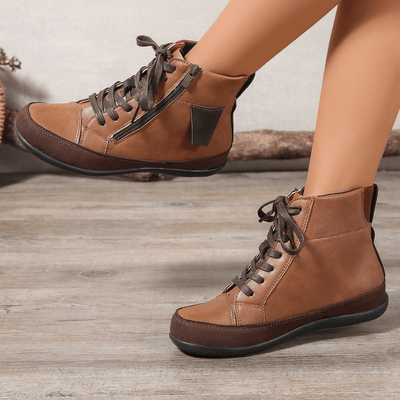 Ashford | Miriam – Women’s Leather Ankle Boots with Side Zipper & Round Toe - Ashford London Clothing