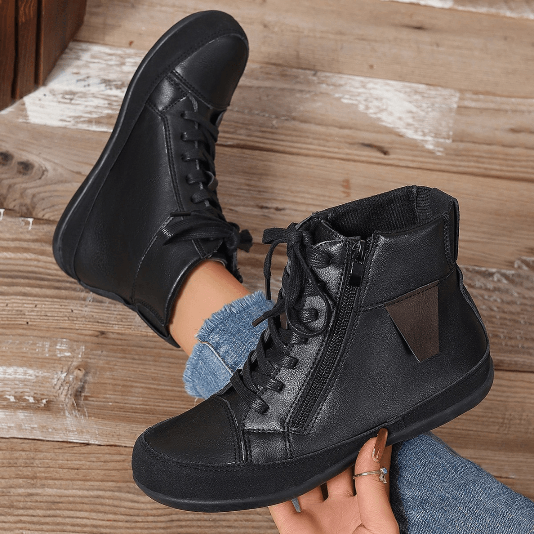 Ashford | Miriam – Women’s Leather Ankle Boots with Side Zipper & Round Toe - Ashford London Clothing