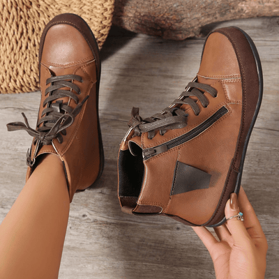 Ashford | Miriam – Women’s Leather Ankle Boots with Side Zipper & Round Toe - Ashford London Clothing