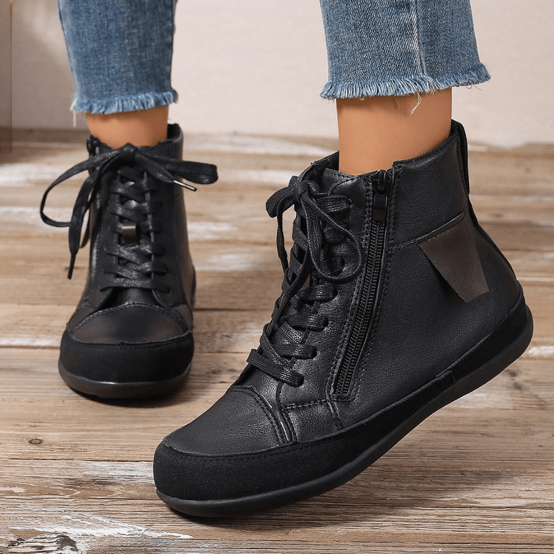 Ashford | Miriam – Women’s Leather Ankle Boots with Side Zipper & Round Toe - Ashford London Clothing