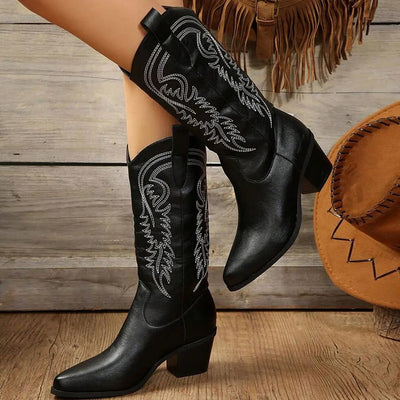Ashford | Monroe – Women’s Vintage Block Heel Boots – PU Leather - Ashford London Clothing