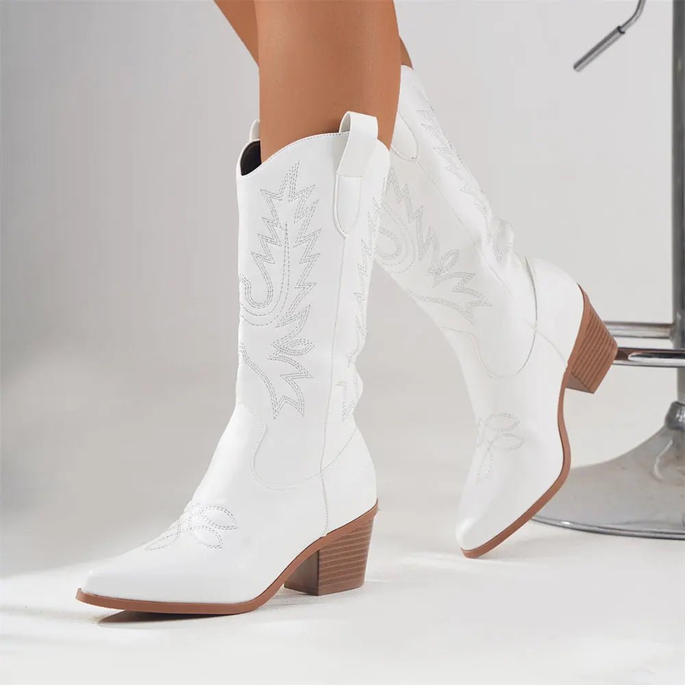 Ashford | Monroe – Women’s Vintage Block Heel Boots – PU Leather - Ashford London Clothing