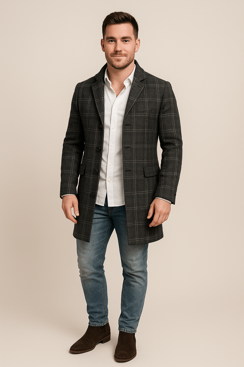 Ashford | Morten – Men’s Plaid Trench Coat with Belted Waist & Double - Breasted Fit - Ashford London Clothing