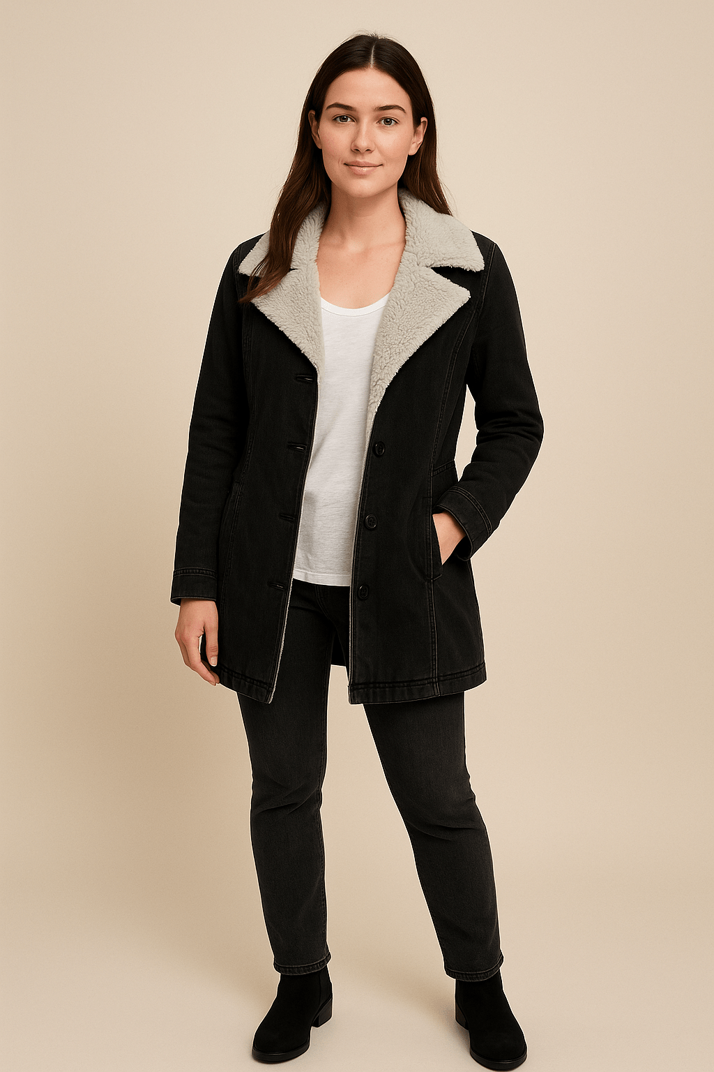 Ashford | Naomi – Women’s Wool Blend Jacket with Shearling Lapel - Ashford London Clothing