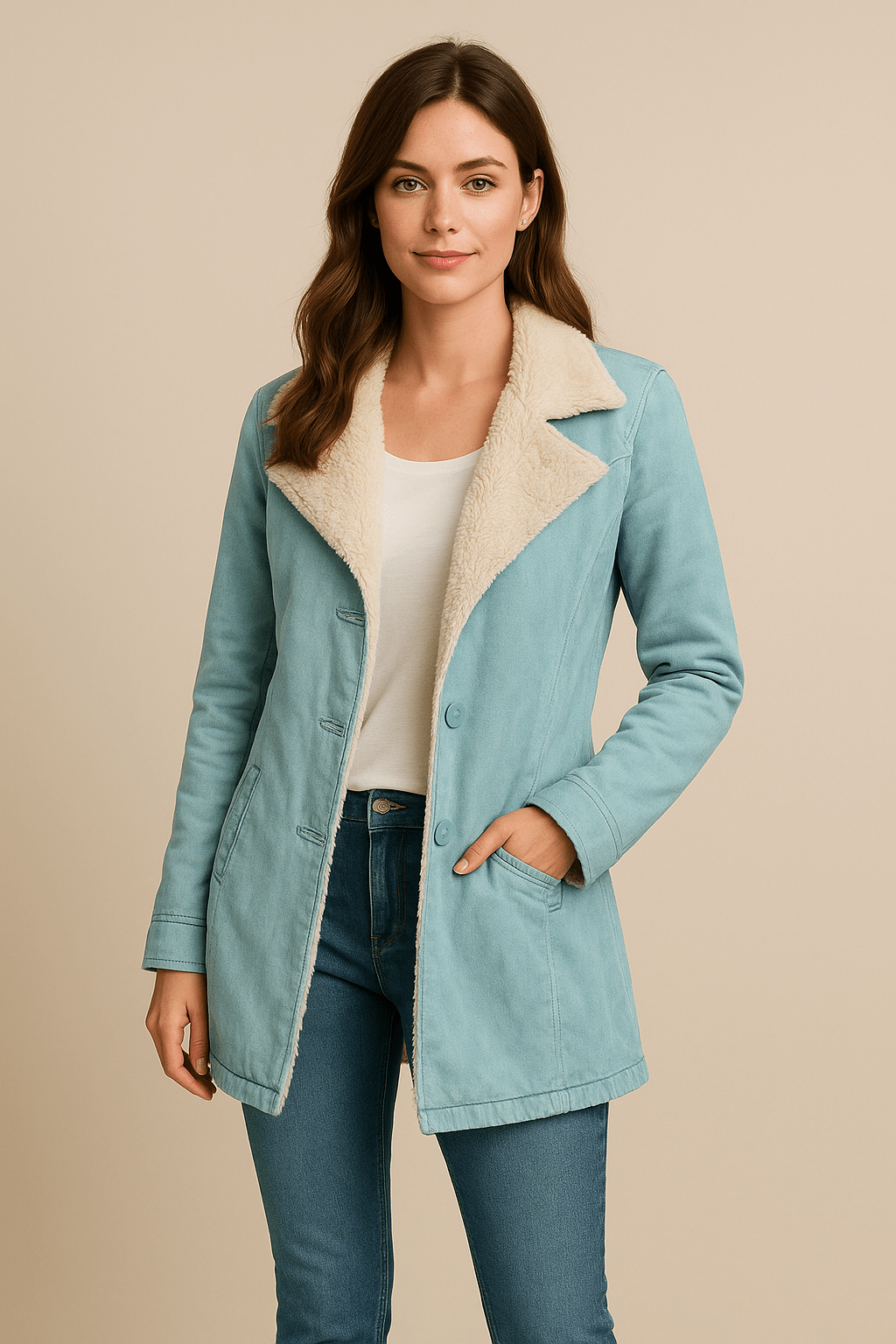 Ashford | Naomi – Women’s Wool Blend Jacket with Shearling Lapel - Ashford London Clothing