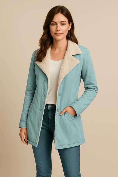 Ashford | Naomi – Women’s Wool Blend Jacket with Shearling Lapel - Ashford London Clothing