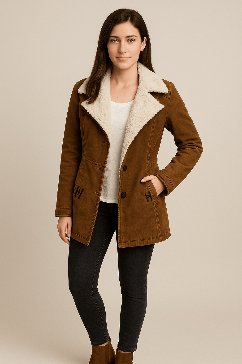 Ashford | Naomi – Women’s Wool Blend Jacket with Shearling Lapel - Ashford London Clothing