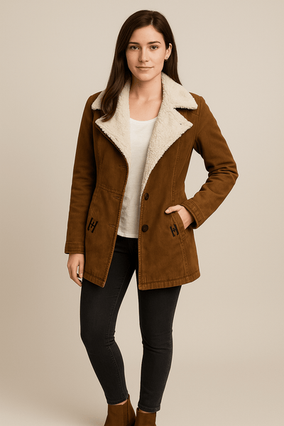 Ashford | Naomi – Women’s Wool Blend Jacket with Shearling Lapel - Ashford London Clothing