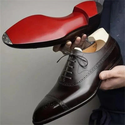 Ashford | Nathan Oxford PU Leather Brogue Shoes – Closed Lacing – Formal Elegance - Ashford London Clothing