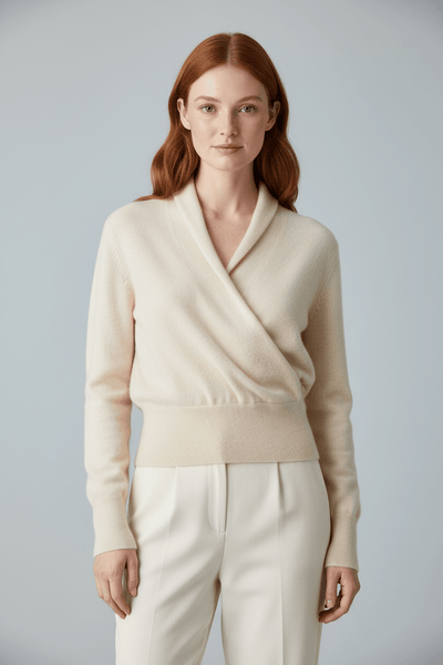 Ashford | Naya – Women’s Relaxed Fit Knit Wrap Sweater with Ribbed Waist - Ashford London Clothing