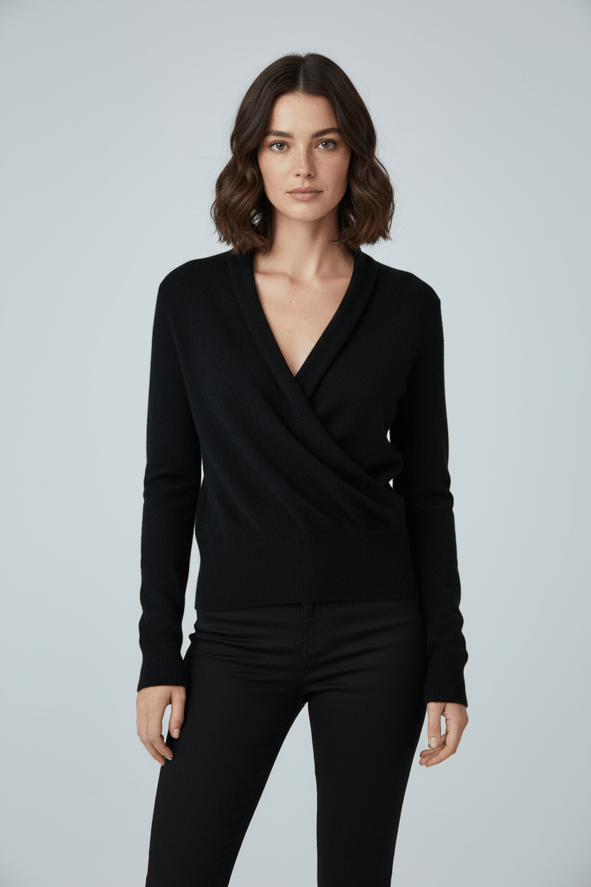 Ashford | Naya – Women’s Relaxed Fit Knit Wrap Sweater with Ribbed Waist - Ashford London Clothing