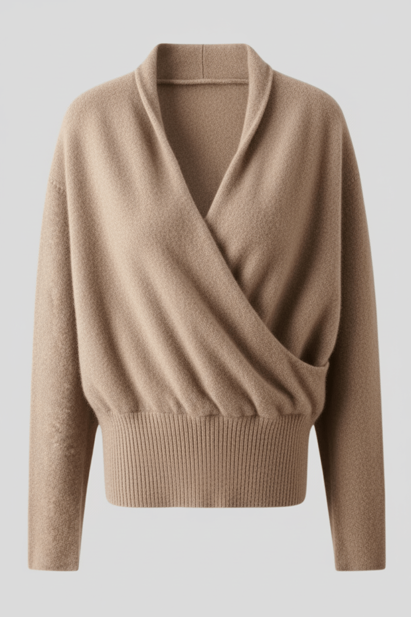 Ashford | Naya – Women’s Relaxed Fit Knit Wrap Sweater with Ribbed Waist - Ashford London Clothing