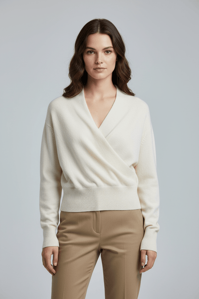 Ashford | Naya – Women’s Relaxed Fit Knit Wrap Sweater with Ribbed Waist - Ashford London Clothing
