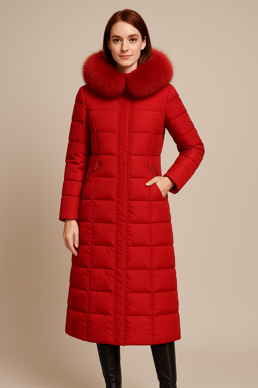 Ashford | Neve – Women’s Long Quilted Jacket with Faux Fur Collar and Hood - Ashford London Clothing