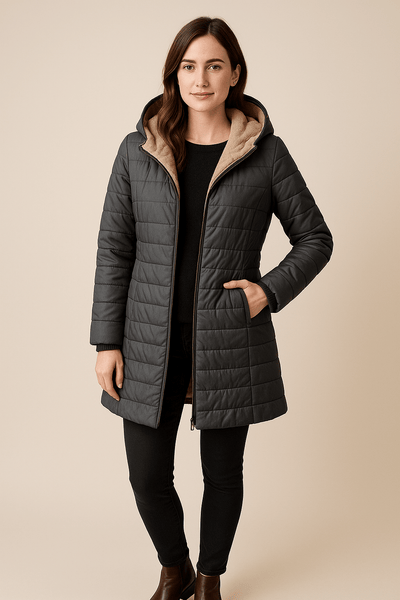 Ashford | Nia – Women’s Quilted Mid - Length Puffer Coat with Plush Lining and Hood - Ashford London Clothing
