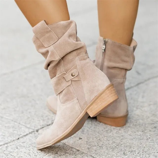 Ashford | Noelle – Women’s Low Heeled Faux Leather Ankle Boots with Side Zip - Ashford London Clothing