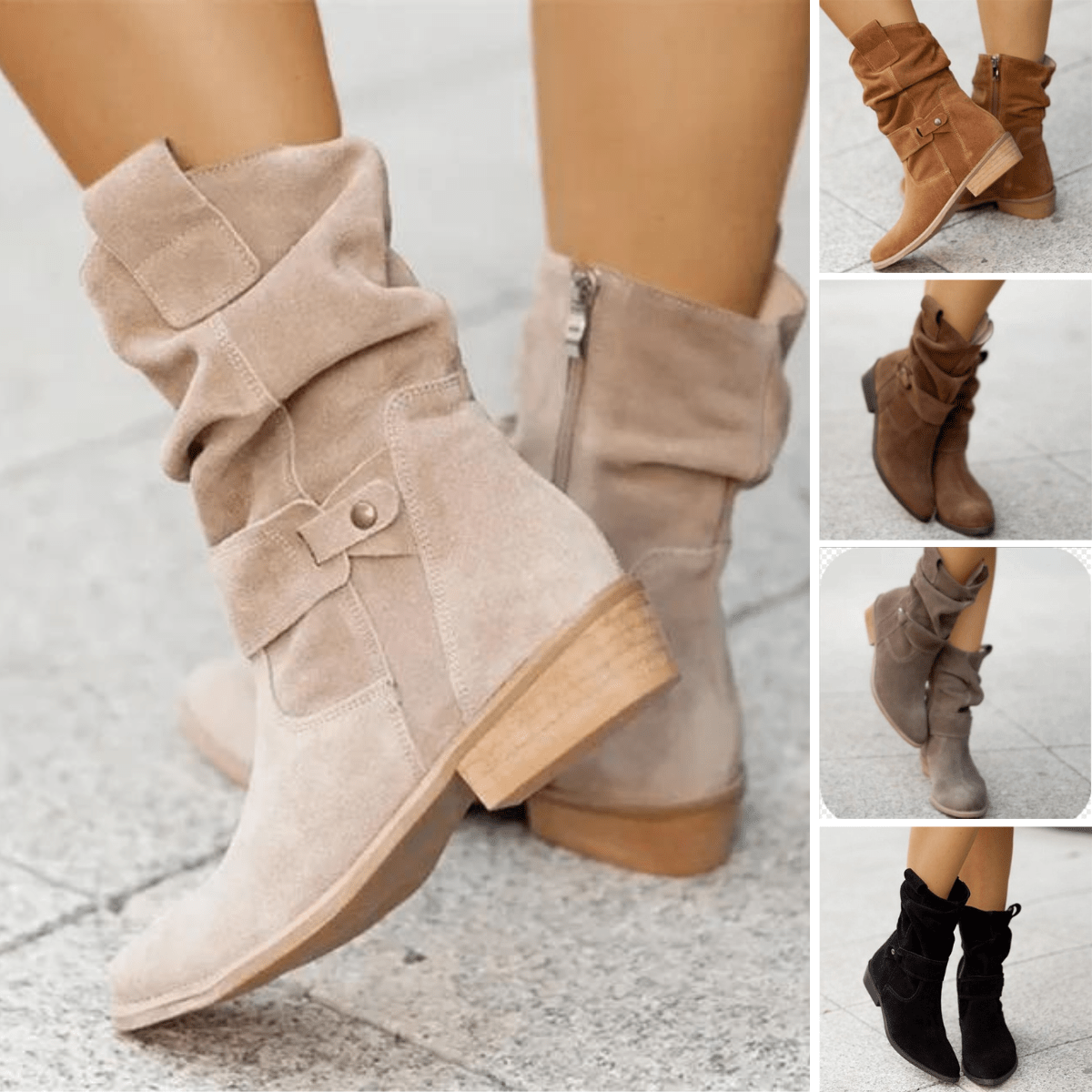 Ashford | Noelle – Women’s Low Heeled Faux Leather Ankle Boots with Side Zip - Ashford London Clothing