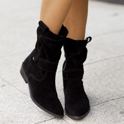 Ashford | Noelle – Women’s Low Heeled Faux Leather Ankle Boots with Side Zip - Ashford London Clothing