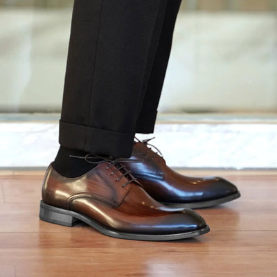 Ashford | Nolan Oxford Shoes – Closed Lacing PU Leather – Pointed Toe Formal Style - Ashford London Clothing