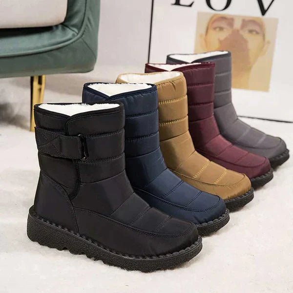 Ashford | Nora – Women’s Winter Snow Boots with Hook & Loop – Canvas Upper - Ashford London Clothing