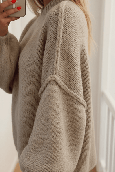 Ashford | Noura – Women’s Oversized Knit Sweatshirt with Balloon Sleeves - Ashford London Clothing