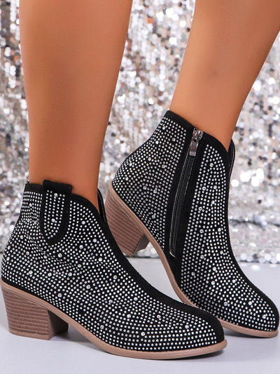 Ashford | Novalie – Women’s Rhinestone Ankle Boots with Pointed Toe & Block Heel - Ashford London Clothing