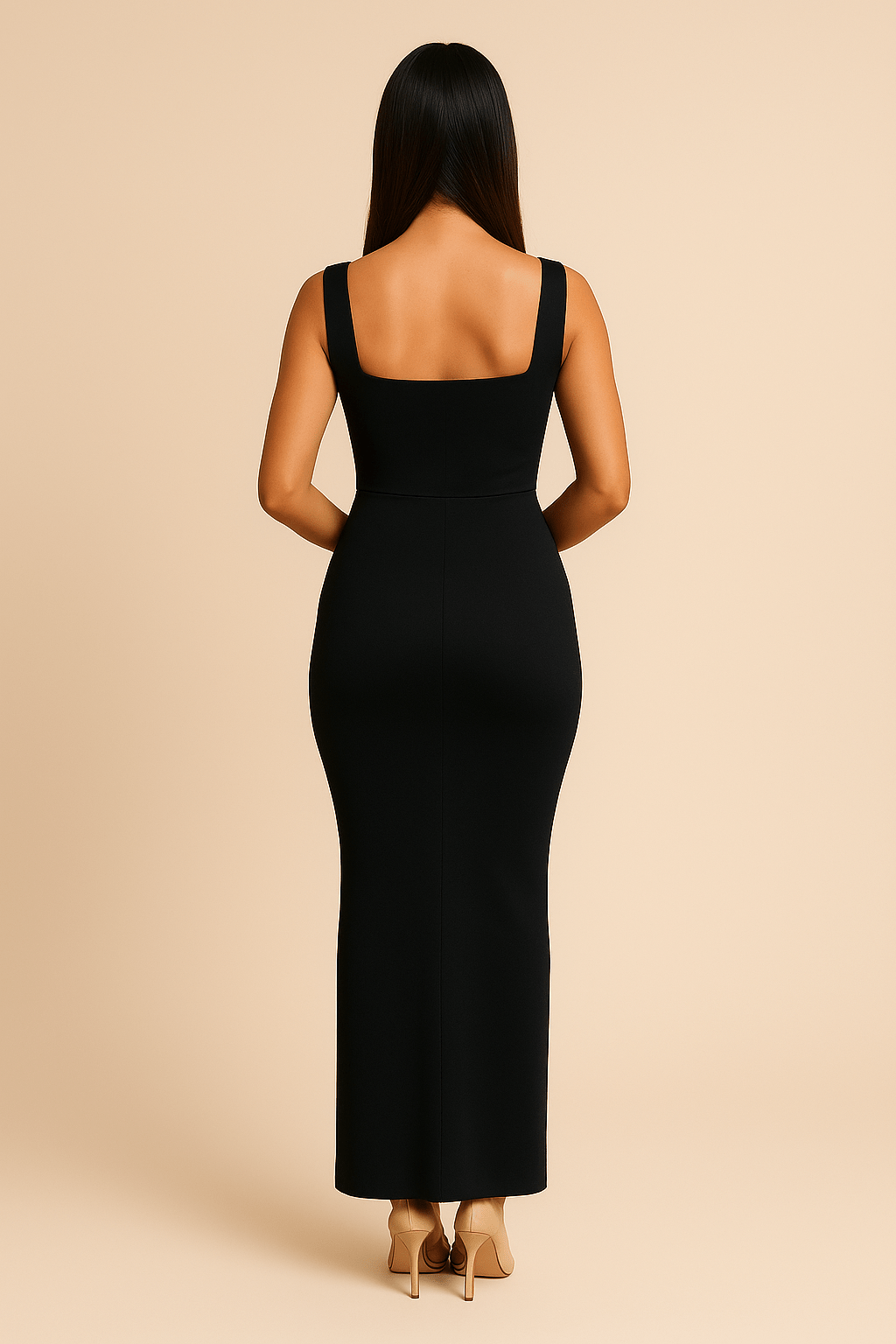 Ashford | Nuria Sleeveless Bodycon Dress – Square Neckline, Elegant Fit, Stretch Fabric - Ashford London Clothing