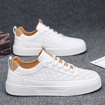 ASHFORD | Porter Men’s leather sneakers with breathable perforated design - Ashford London Clothing