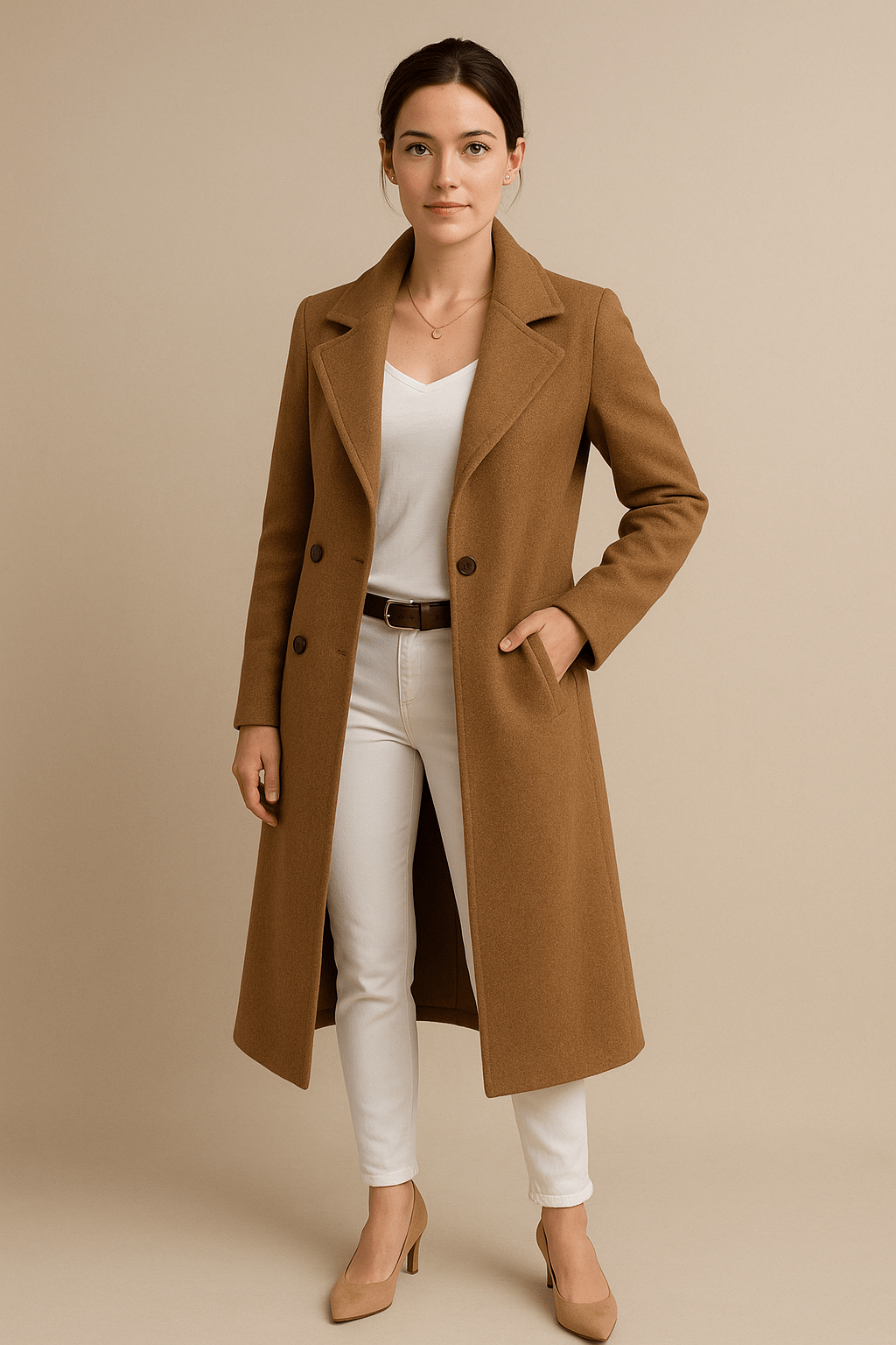 Ashford | Priya – Women’s Mid - Length Fleece Trench Coat with Lapel Collar - Ashford London Clothing