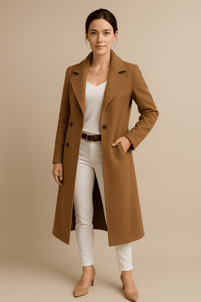 Ashford | Priya – Women’s Mid - Length Fleece Trench Coat with Lapel Collar - Ashford London Clothing