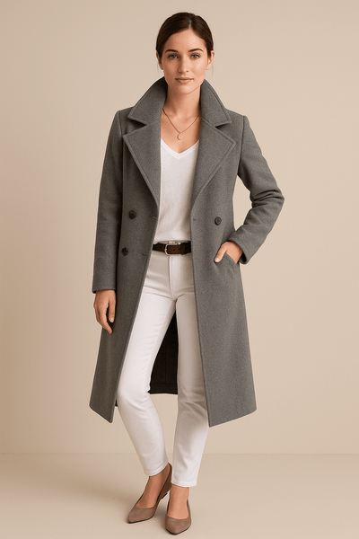 Ashford | Priya – Women’s Mid - Length Fleece Trench Coat with Lapel Collar - Ashford London Clothing