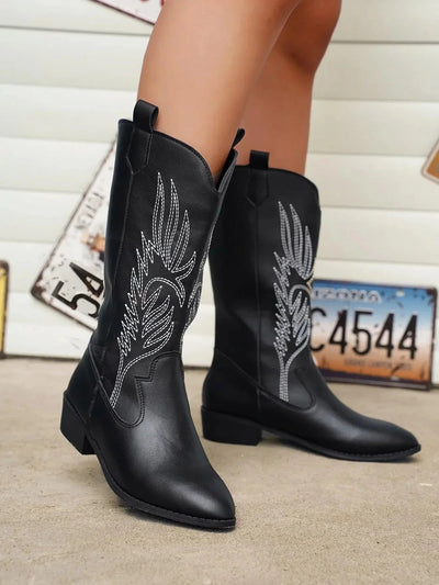 Ashford | Ragna – Women’s Western PU Leather Cowboy Boots with Stitch Detail - Ashford London Clothing
