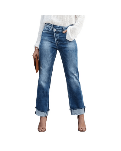 Ashford | Relaxed Fit High Waist Trousers – Women'S Casual Straight Pants – High Waist, - Ashford London Clothing