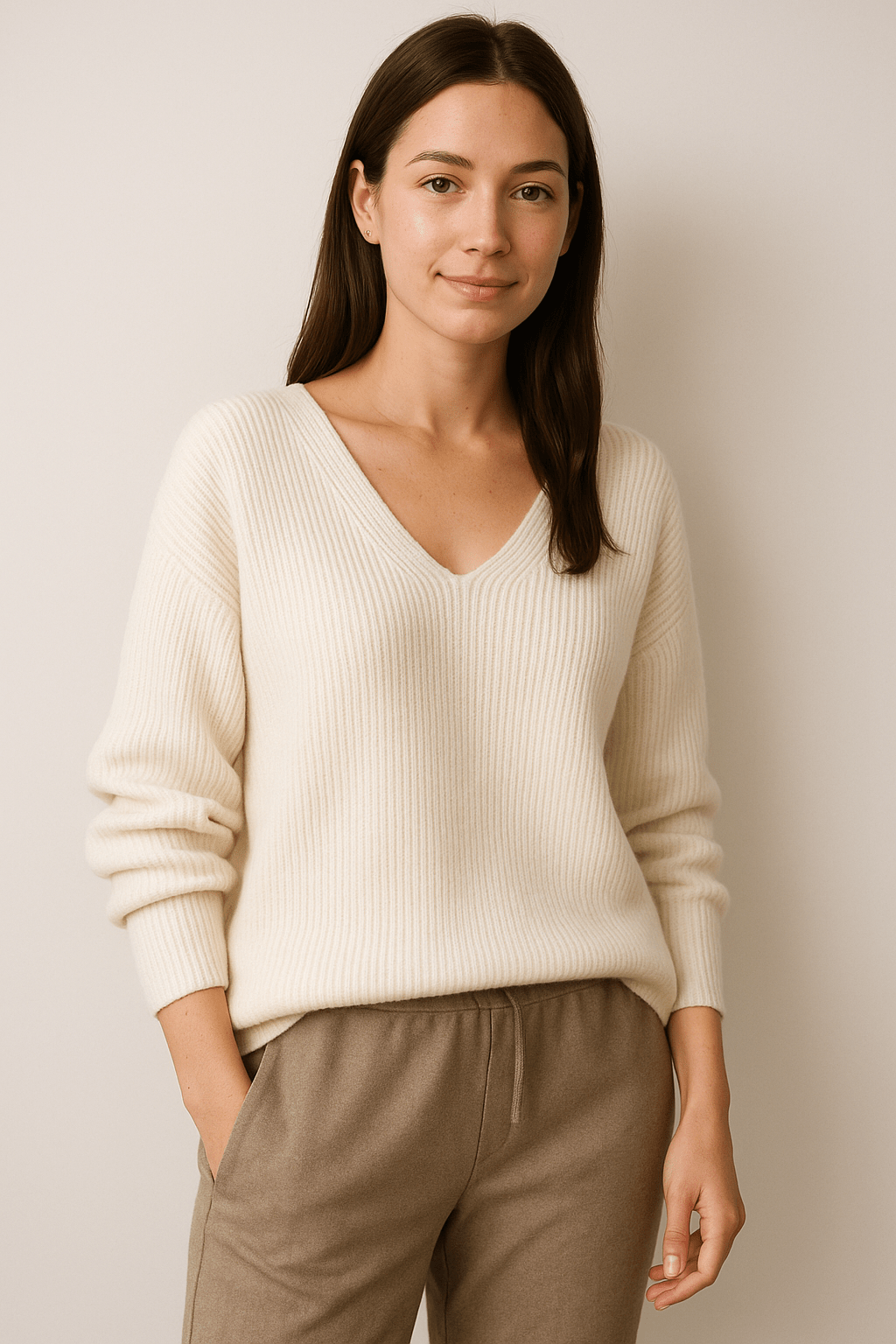 Ashford | Rhea – Women’s V - Neck Relaxed Fit Sweater – Wool Blend - Ashford London Clothing