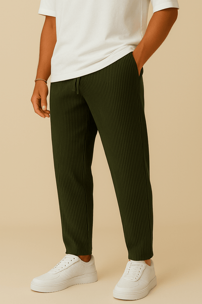Ashford | Ribbed Relaxed Fit Trousers with Stretch Waistband and Pockets - Ashford London Clothing