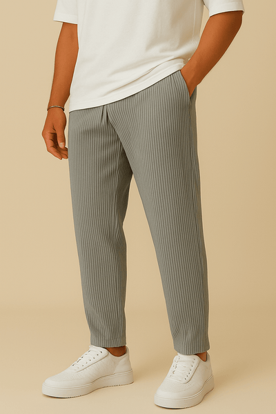 Ashford | Ribbed Relaxed Fit Trousers with Stretch Waistband and Pockets - Ashford London Clothing