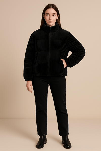 Ashford | Romy – Women’s Corduroy Quilted Puffer Jacket with High Neck - Ashford London Clothing