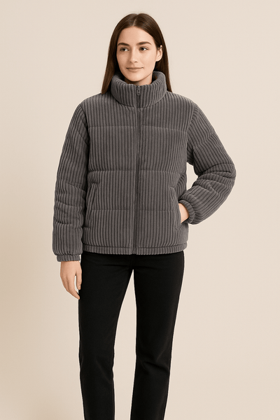 Ashford | Romy – Women’s Corduroy Quilted Puffer Jacket with High Neck - Ashford London Clothing