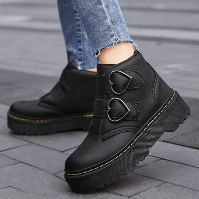 Ashford | Ronja – Women’s Chunky Ankle Boots with Heart Buckle Straps - Ashford London Clothing