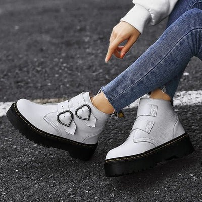 Ashford | Ronja – Women’s Chunky Ankle Boots with Heart Buckle Straps - Ashford London Clothing